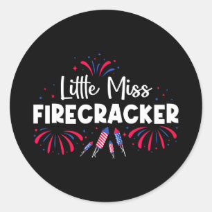 Cute little miss firecracker funny 4th of july classic round sticker