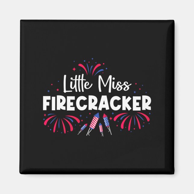 Cute little miss firecracker funny 4th of july magnet (Front)