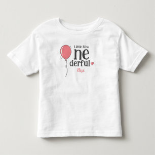 Cute Little Miss Onederful First Birthday Balloon Toddler T-shirt