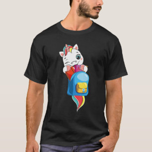 Cute Little Miss Unicorn With Backpack Back To Sch T-Shirt