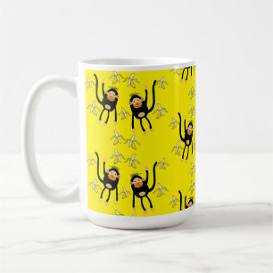Cute Little Monkey And Bananas Coffee Mug