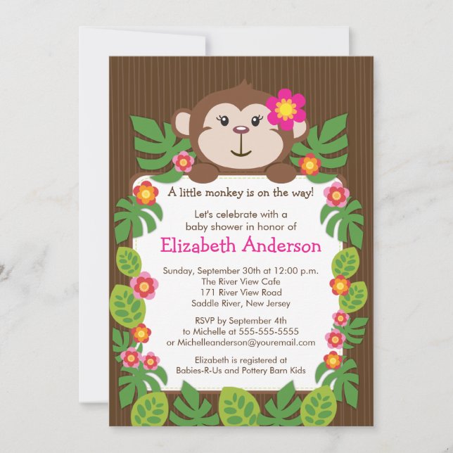 Cute Little Monkey Baby Shower Invitation (Front)