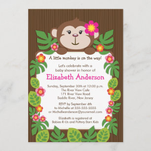 Cute Little Monkey Baby Shower Invitation