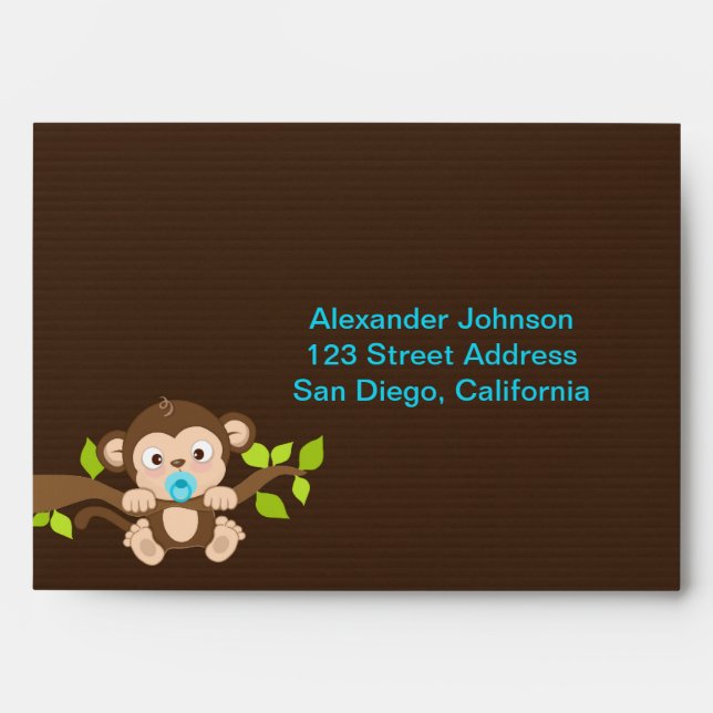 Cute Little Monkey Boy Envelope (Front)