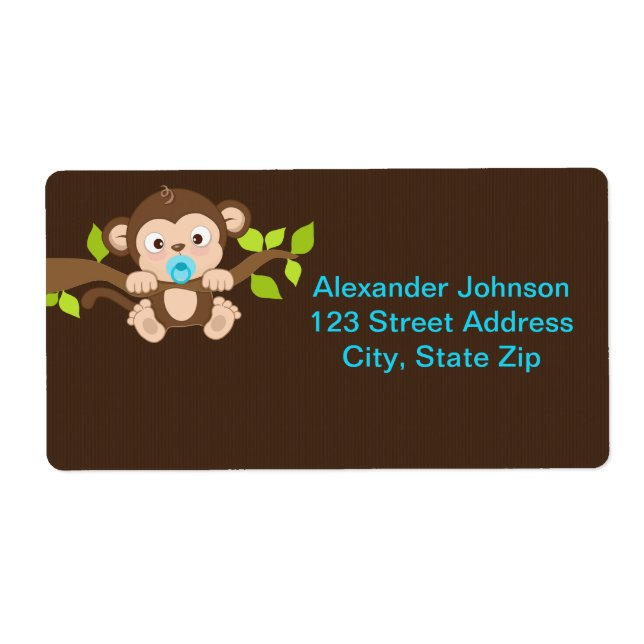 Cute Little Monkey Boy Shipping Labels (Front)