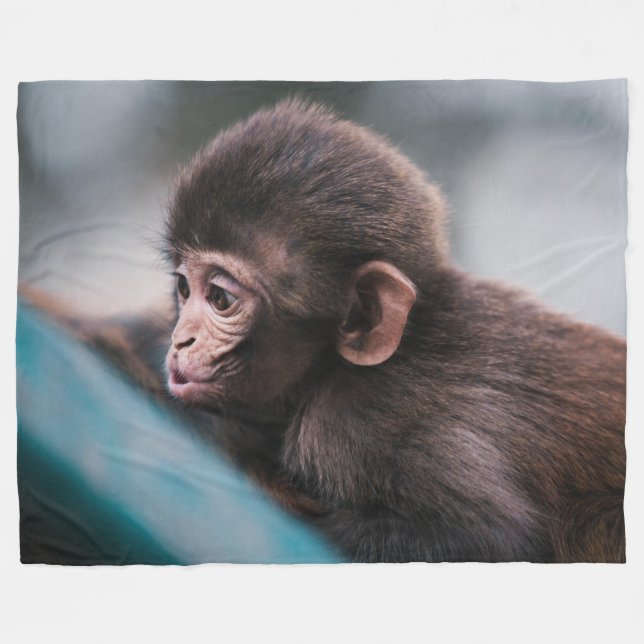 CUTE LITTLE MONKEY FLEECE BLANKET (Front (Horizontal))