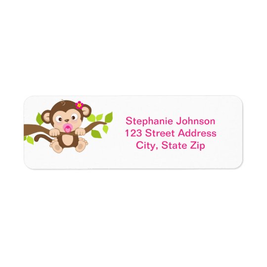 Cute Little Monkey Girl Return Address Label