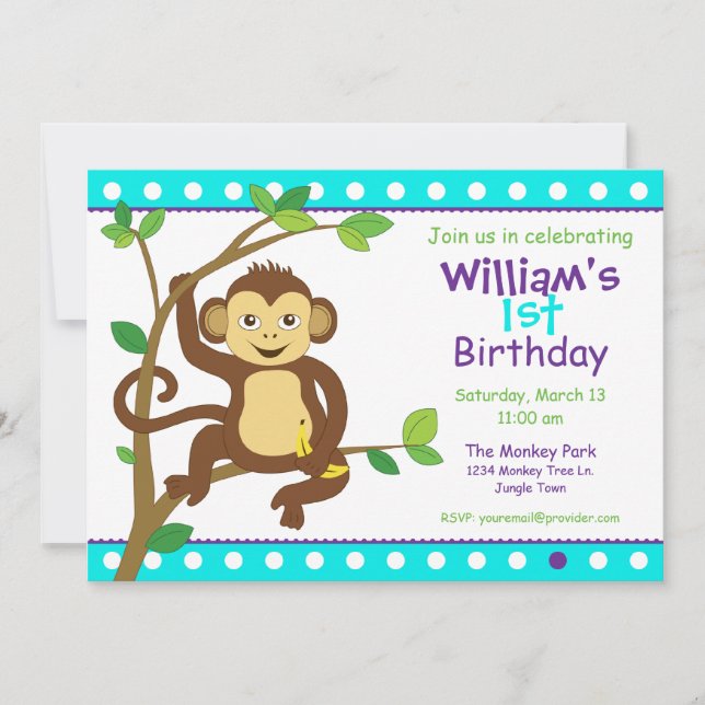 Cute Little Monkey Invitation (Front)