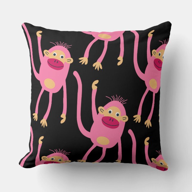 Cute Little Monkey  Throw Pillow (Front)