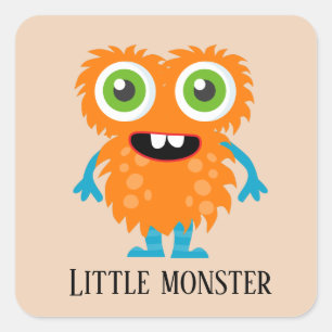 cute little monster add text square sticker