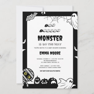 Cute Little Monster Baby Shower Illustration Invitation