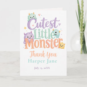 Cute Little Monster Baby Shower Thank You Card