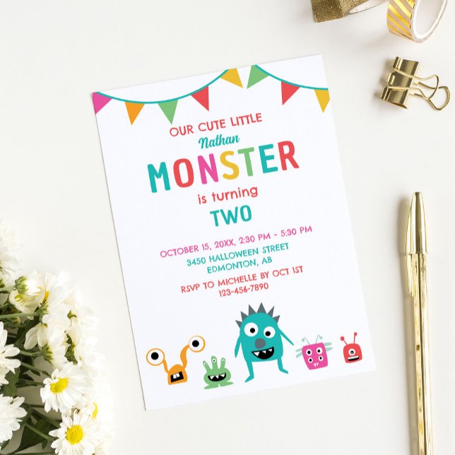 Cute Little Monster Birthday Boy Halloween  Invitation (Creator Uploaded)