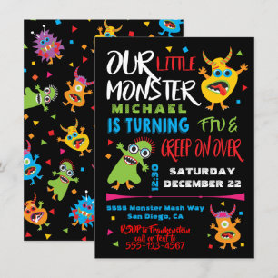 Cute Little Monster Birthday Party Invitation