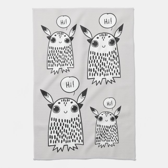 Cute little monster cartoon kitchen towel (Vertical)