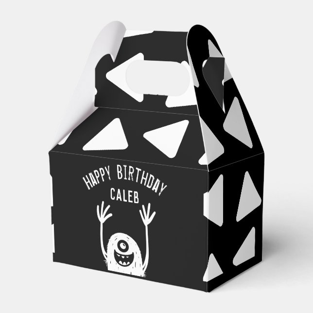 Cute Little Monster Custom Boys Birthday Favor Box (Front Side)