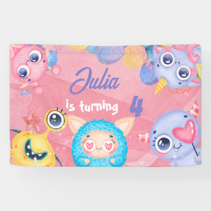 Cute Little Monster kids Birthday Banner