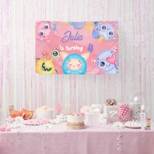 Cute Little Monster kids Birthday  Banner