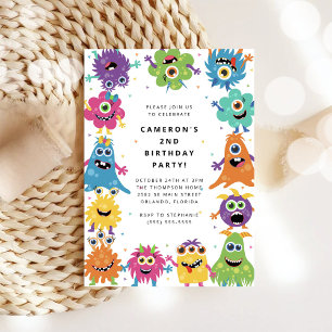 Cute Little Monster Kids Birthday Invitation