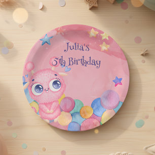 Cute Little Monster kids birthday Paper Plate