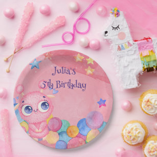Cute Little Monster kids birthday Paper Plate
