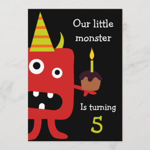 Cute Little Monster Kids Birthday Party Invite