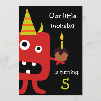 Cute Little Monster Kids Birthday Party Invite