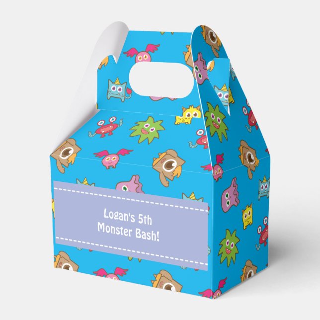 Cute Little Monster Pattern Birthday Party Favor Box (Front Side)