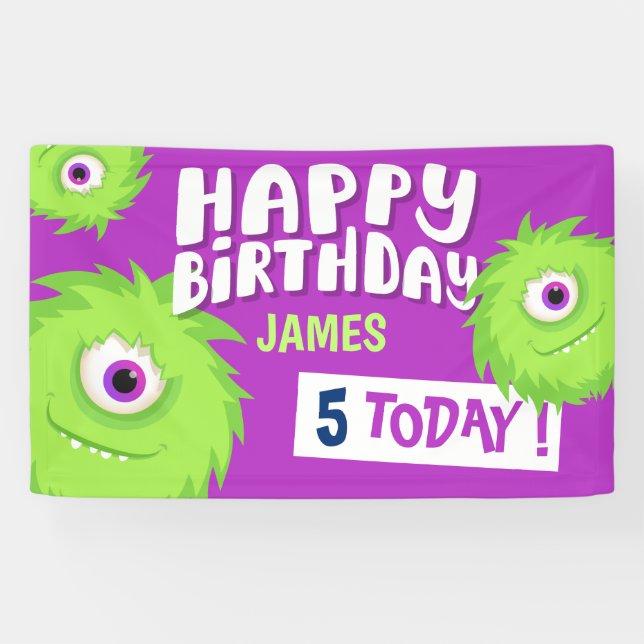 Cute Little Monster Purple Banner (Horizontal)