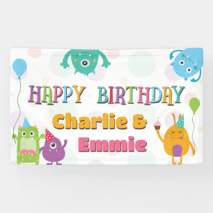 Cute Little Monsters Birthday Party, Any Age Banner