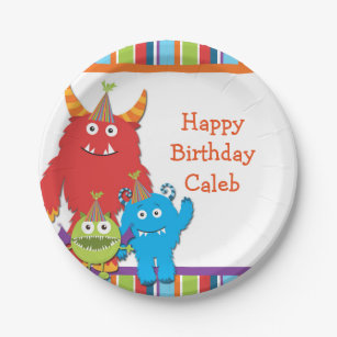 Cute Little Monsters Birthday Party Plates