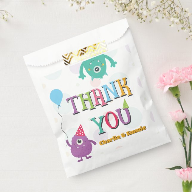 Cute Little Monsters Birthday Party Thank You Favour Bag (Sealed)