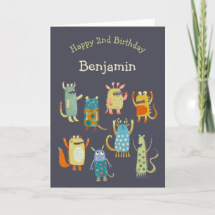 Cute Little Monsters Custom Name and Age Birthday  Announcement