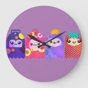 Cute Little Monsters  Large Clock