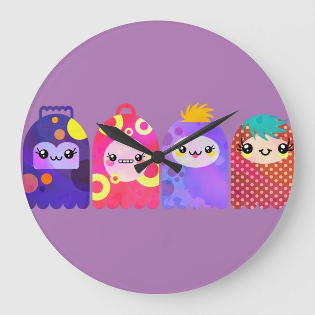 Cute Little Monsters  Large Clock (Front)