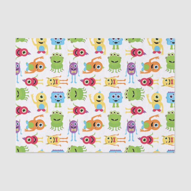 Cute Little Monsters Party Pattern Tissue Paper (Front)