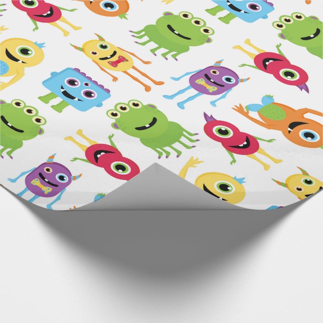 Cute Little Monsters Pattern Wrapping Paper (Corner)