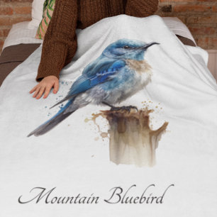 cute little mountain bluebird customizable fleece blanket