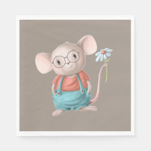 Cute Little Mouse Animal Cartoon Paper Plates Napkin