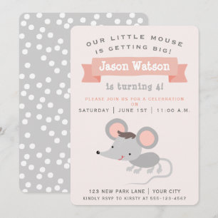 Cute Little Mouse - Boy's Birthday Party  Invitation
