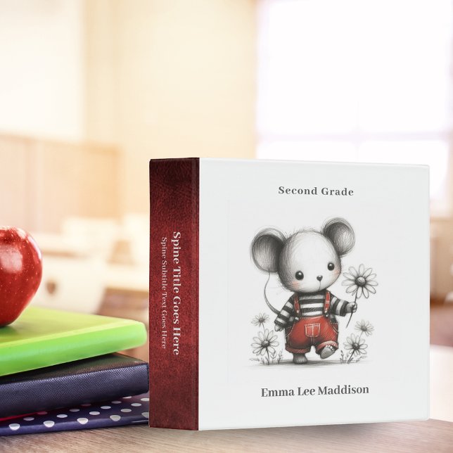 Cute Little Mouse Holding Daisy Sketch  Binder (Creator Uploaded)