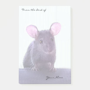 Cute Little Mouse with Big Pink Ears and Your Name Post-it Notes