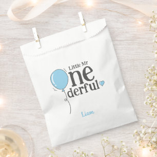 Cute Little Mr Onederful First Birthday Blue Favour Bag