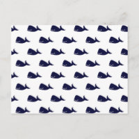 Cute Little Navy Blue Whale Pattern on White