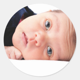Cute Little Newborn Infant Classic Round Sticker