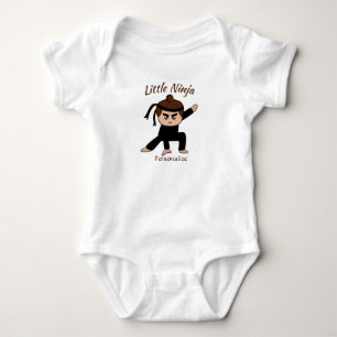 Cute Little Ninja Boy Cartoon Personalize Baby Bodysuit