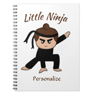 Cute Little Ninja Boy Cartoon Personalized Notebook