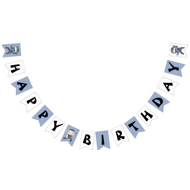 Cute Little Ninja Happy Birthday Bunting Flags (All)