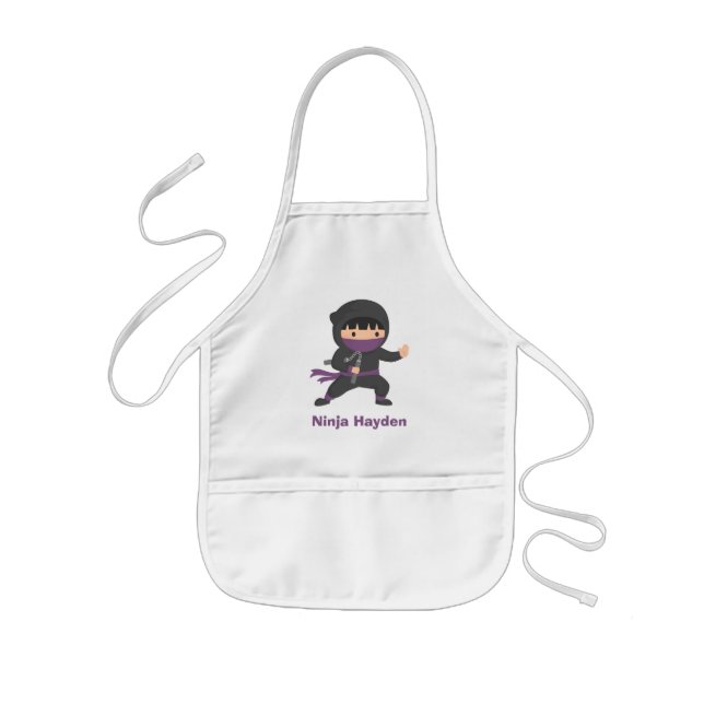Cute Little Ninja with Nunchaku For Boys Kids Apron (Front)