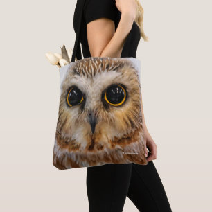 Cute Little Northern Saw Whet Owl Tote Bag